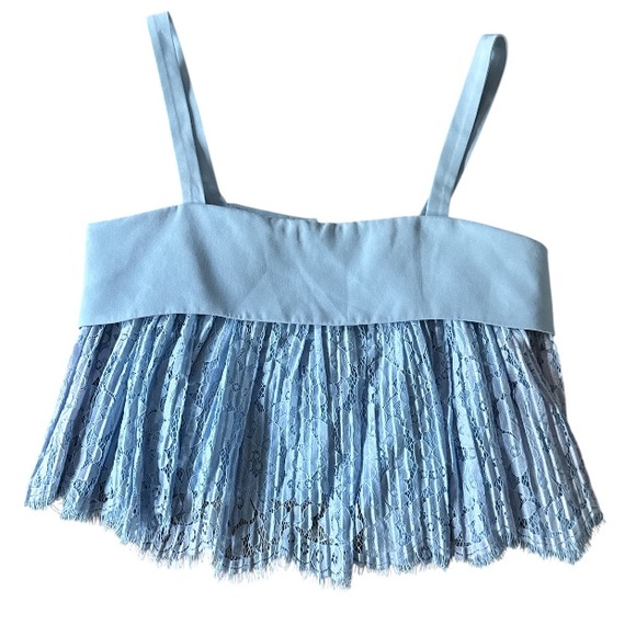 Keepsake the label lace cropped top baby blue NEW sample small - Picture 1 of 6